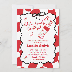 Red She's Ready to Pop Soda Baby shower Invitation