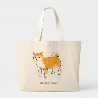 Red Shiba Inu & Black And Tan Shiba Inu Pixel Art Large Tote Bag