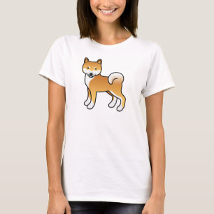 Red Shiba Inu Cute Cartoon Dog Illustration T-Shirt