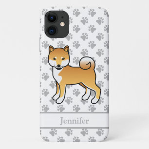Red Shiba Inu Cute Cartoon Dog & Name iPhone 11 Case