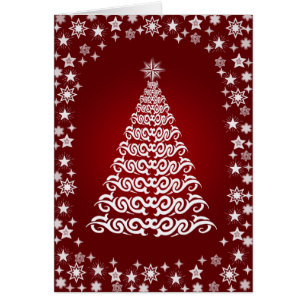 Red Shining Stars Carte de voeux sapin de Noël