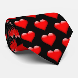 Red Shiny Hearts Valentine Necktie