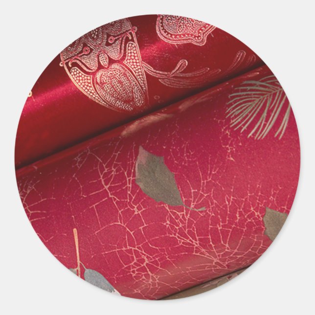 Red Shiny Wrapping Paper Cards and Stickers (Front)