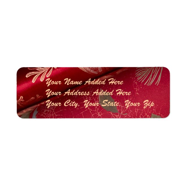 Red Shiny Wrapping Paper Return Address Labels (Front)