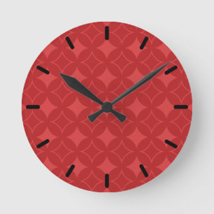Red shippo pattern round clock