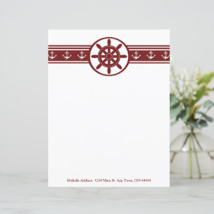 Red Ships Wheel Personalized Paper Sheet