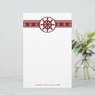Red Ships Wheel Personalized Stationery
