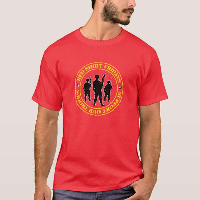 Red Shirt Fridays Support Our Troops T-Shirt (Front)