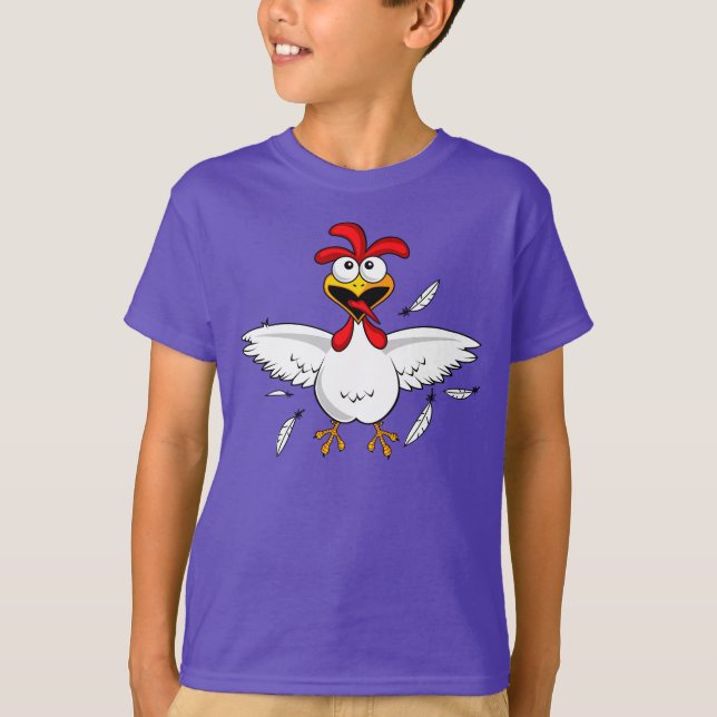 Red Shirt Funny Crazy Cartoon Chicken (Front)