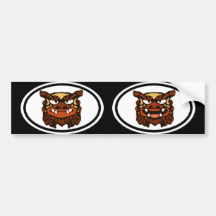 Red Shisa pair Bumper Sticker