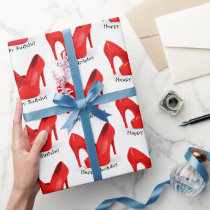 Red Shoe Birthday Wrapping Paper