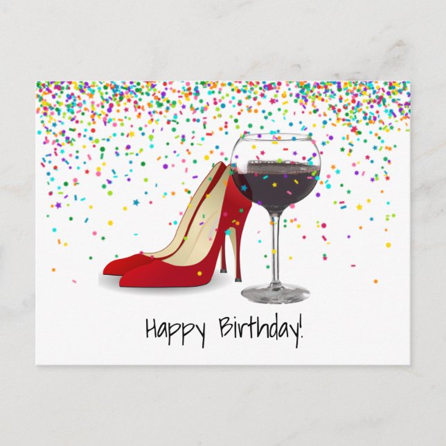 Red Shoes And Red Wine Postcard (Front)