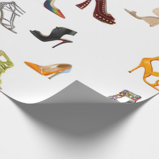 Red Shoes Black Pumps Blue Heels Wrapping Paper