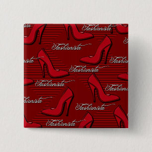 Red Shoes-Fashionista-Button 2 Inch Square Button