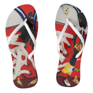 Red shoes. flip flops