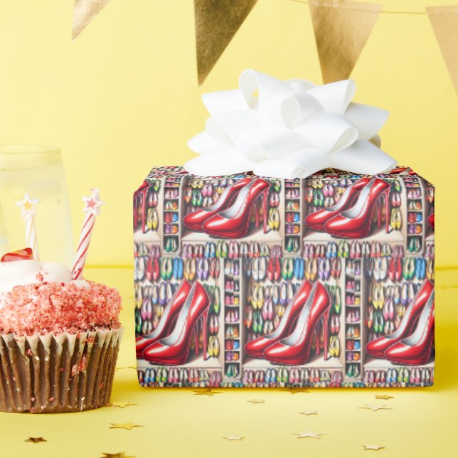 Red Shoes In Closet Wrapping Paper (Birthday Party)