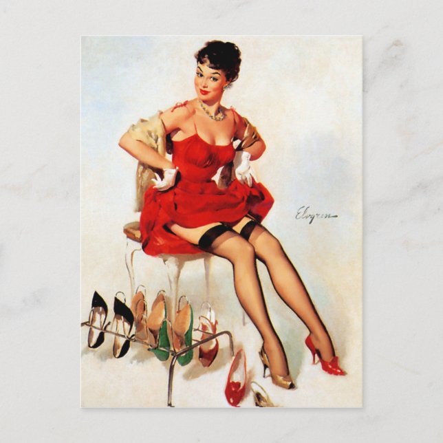 Red Shoes Pin Up Postcard (Front)