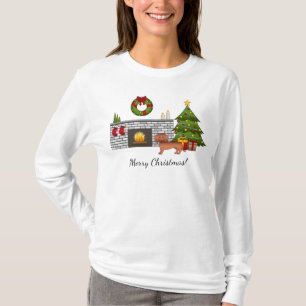 Red Short Hair Dachshund Cute Dog - Christmas Room T-Shirt