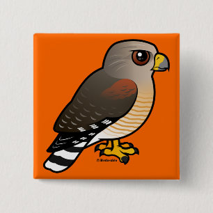 Red-shouldered Hawk 2 Inch Square Button