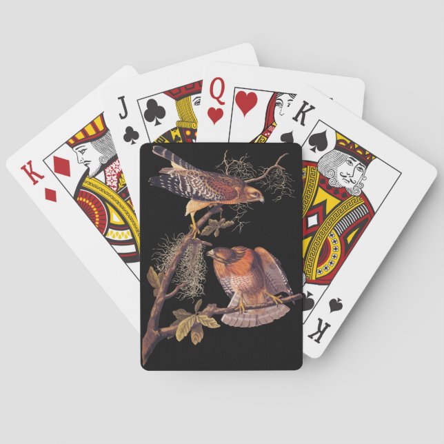 Red Shouldered Hawk Audubon Bird of Prey Playing Cards (Back)