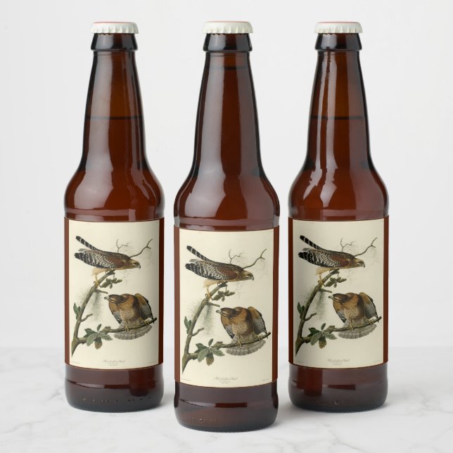 Red-shouldered Hawk - Audubon's Birds of America Beer Bottle Label (Bottles)