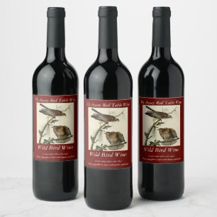 Red-shouldered Hawk - Audubon's Birds of America Wine Label