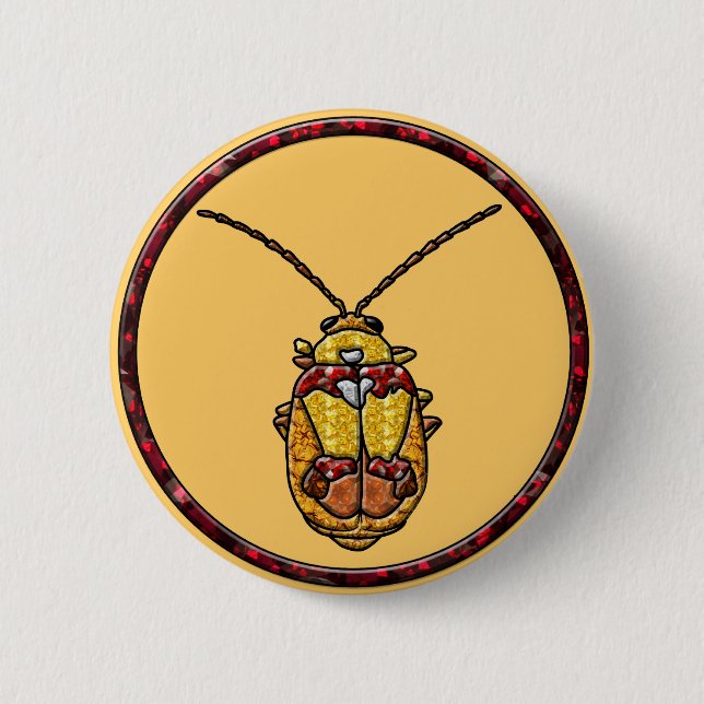 Red Shouldered Leaf Beetle 2 Inch Round Button (Front)