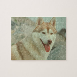 Red Siberian Husky Dog Puzzle