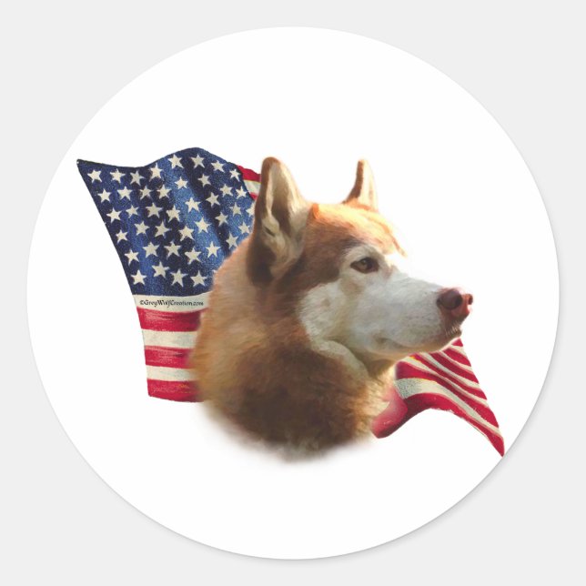 Red Siberian Husky Flag - Sticker (Front)