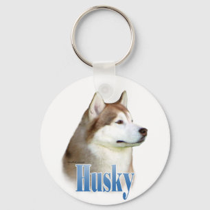Red Siberian Husky Name Keychain
