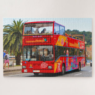 Red sightseeing bus, Porto, Portugal  Jigsaw Puzzle