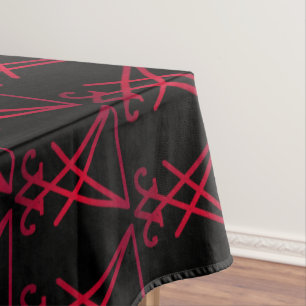 Red Sigil of Lucifer Satanic Occult Altar Tablecloth