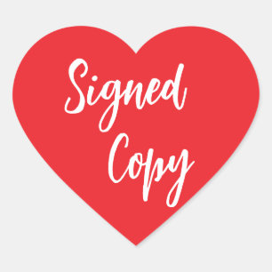 Red Signed copy Heart Sticker