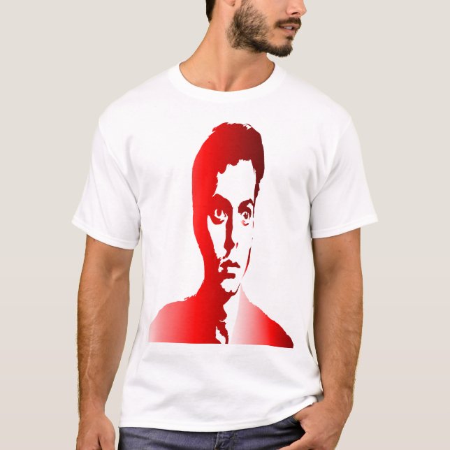 Red sihuette a man with a concerned expression T-Shirt (Front)