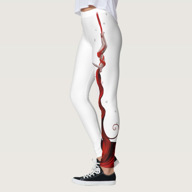 Red Silk Artist Leggings (single leg) Yoga Pants. (Left)