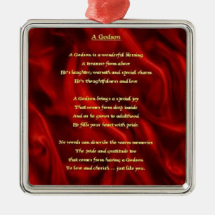 Red Silk - godson poem Metal Ornament