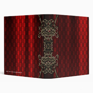 Red Silk Print Faux Gold Gothic Vampire Binder
