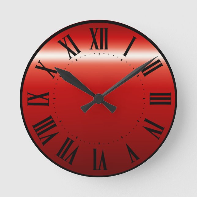 Red Silver aerwork wall clock (Front)