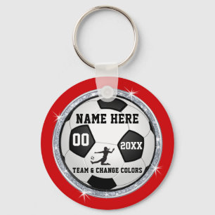 Red, Silver and Black Cheap Soccer Gifts for Girls Keychain