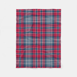 Red Silver and Blue Plaid Fleece Blanket