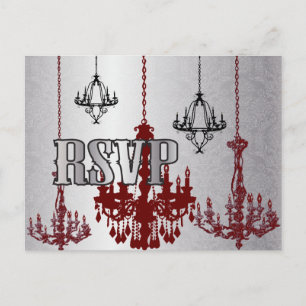 Red Silver Black Chandelier RSVP PostCard