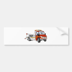 Red Silver Cartoon Tow Truck Bumper Sticker