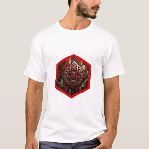 Red & Silver Celtic Knot In A Six Sided Red Frame T-Shirt