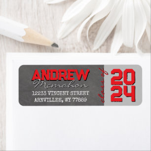 Red & Silver Chalkboard Graduation Return Address