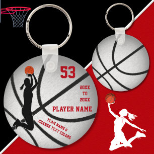 Red Silver Cheap Gift Ideas for Basketball Players Keychain