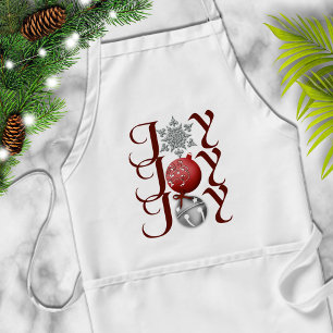 Red Silver Christmas Joy Apron
