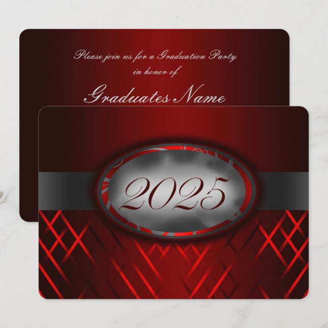 Red & Silver Class of 2025 Party Invitation (Front/Back)