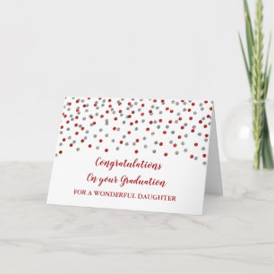 Red Silver Daughter Congratulations Graduation Card