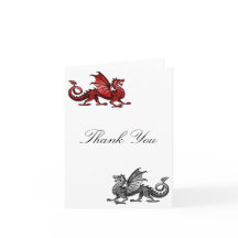 Red Silver Dragon Thank You Card
