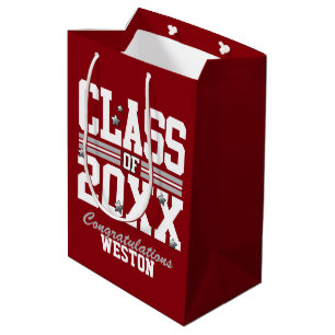 Red Silver Graduating Class Year Medium Gift Bag